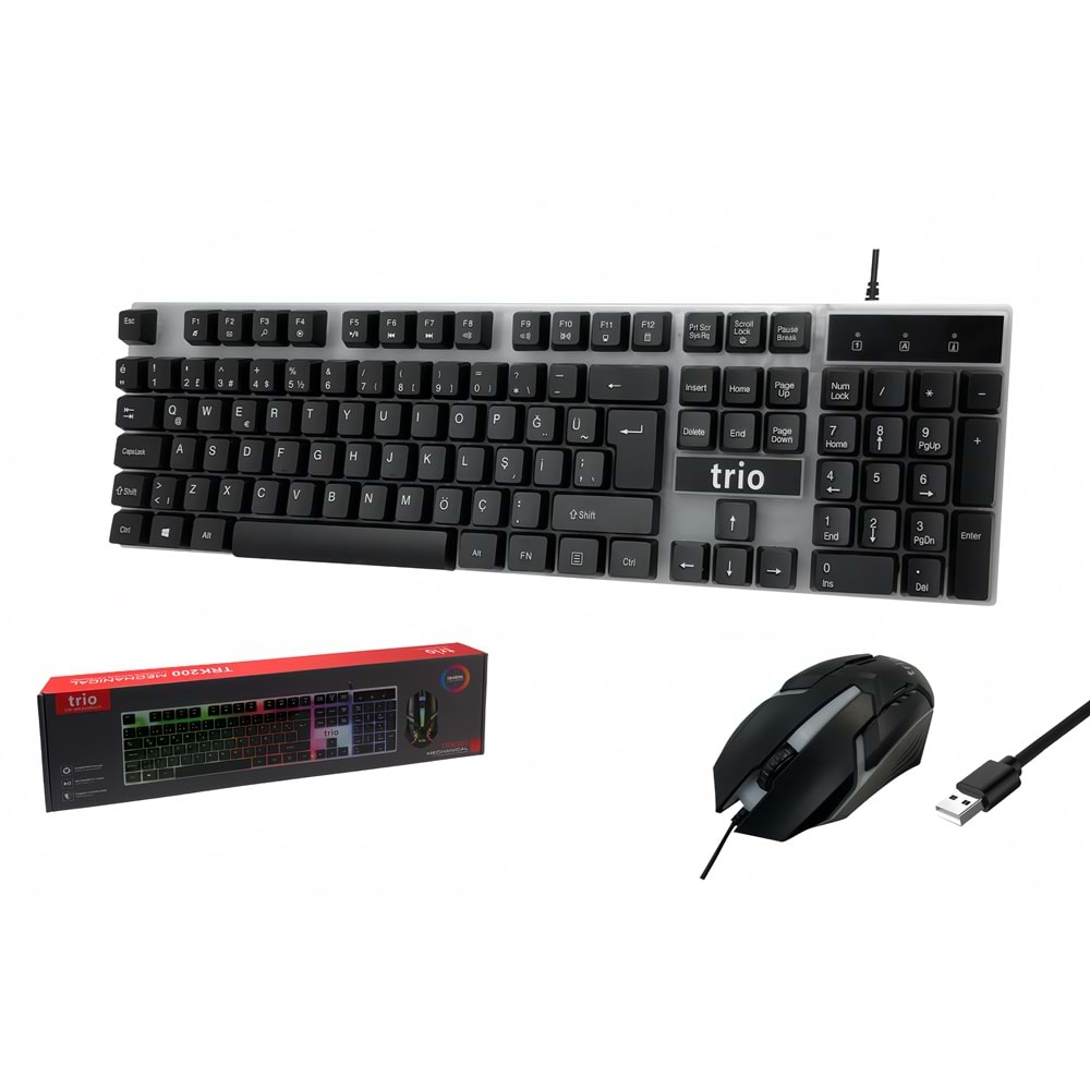 TRİO TRK200 KABLOLU IŞIKLI OYUNCU KLAVYE MOUSE SET